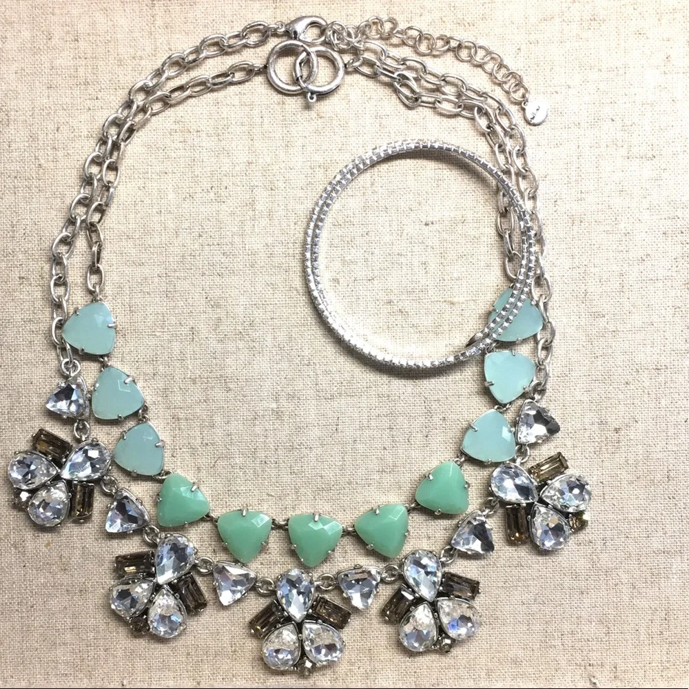 Stella & Dot Sparklng Bejeweled Retired Lila Crystal+Silver+SmokyQaurtzN… - Picture 15 of 16